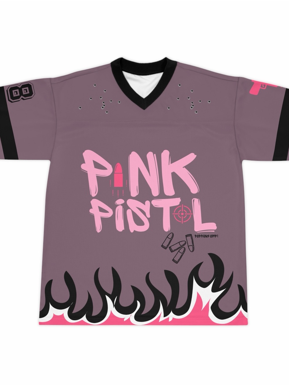 Womens pink pistol' Graphic Jersey - Dusty Mauve & Pink